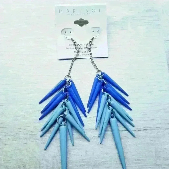 "Bundles Only" Blue Dangle Spikes Earrings - Picture 4 of 7